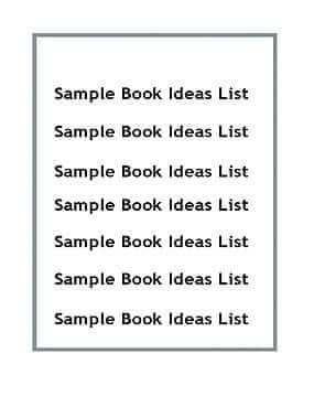 Sample Book Ideas List